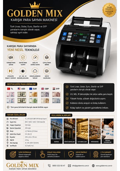 Golden Mix Doları Karışık Sayman Para Sayma Makinesi