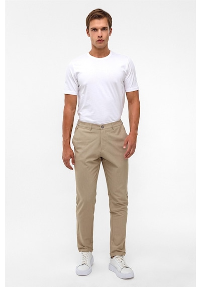 Süvari Bej Slim Düz Jogger Pantolon-38641 Bej