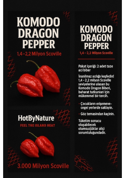 Komodo Dragon Pepper / 1,4 2,2 Milyon Scoville - Gerçek Taze Acı Biber