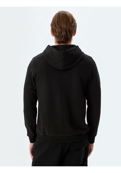Koton Kapşonlu Sweatshirt Basic Uzun Kollu Pamuklu Siyah 5wam70037mk Siyah