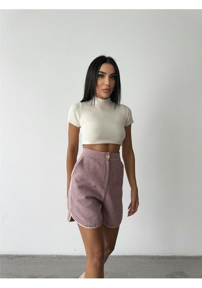 Moderie Butik Kaşe Kısa Şort - Gül Kurusu Gülkurusu