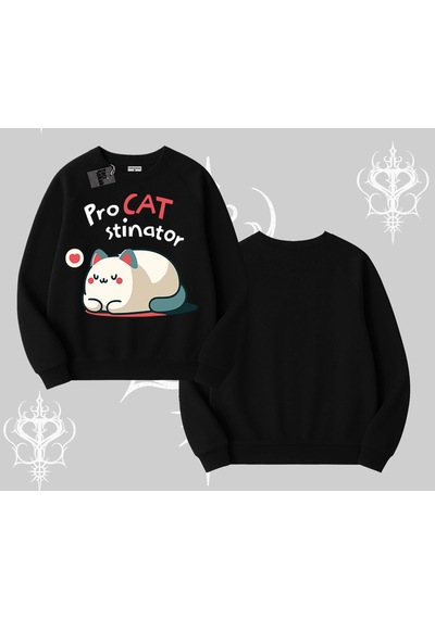Paws Off Yazılı Kedi Baskılı Streetwear Kapşonlu Sweatshirt Gri