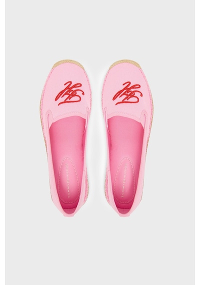 Tommy Hilfiger Logolu Nakış İşlemeli Kanvas Espadril Ayakkabı Kadın Ayakkabı Fw0fw09240 Tor Pembe