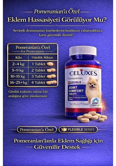 Flexible Premium Eklem Desteği Köpek Tableti 75 Adet Pomeranian