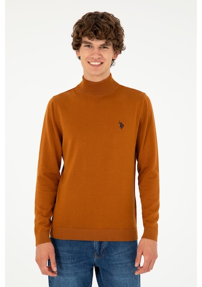 U.S. Polo Assn.  Erkek Slim Fit Yarım Boğazlı Coconut Basic Kazak 50293499-VR153