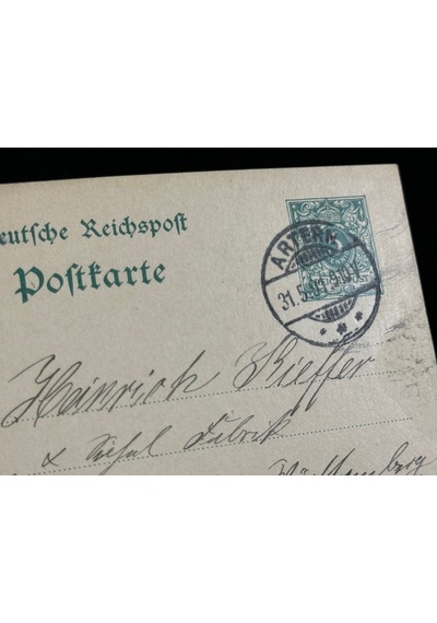 Deutsche Reichspost Antiye 1891 Yılı Alman Reich Döneminden 5 Pfennig Kendinden Pullu Posta Kartı Postadan Geçmiş