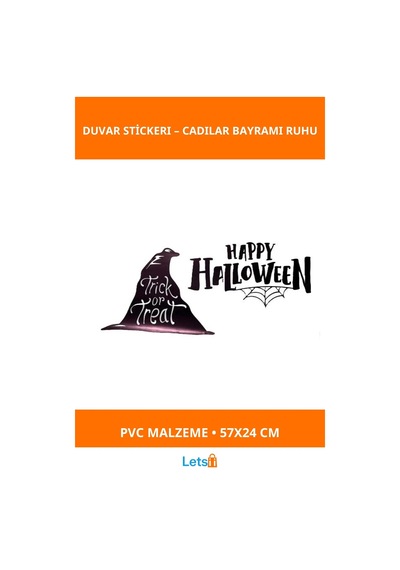 Happy Halloween Temalı Eğlenceli Duvar Stickerı 57 Cm X 24 Cm Çok Renkli