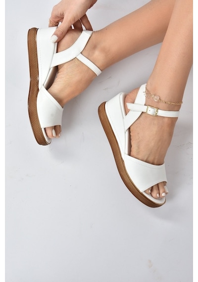 Fox Shoes Beyaz Kadın Dolgu Topuklu Ayakkabı K674605409
