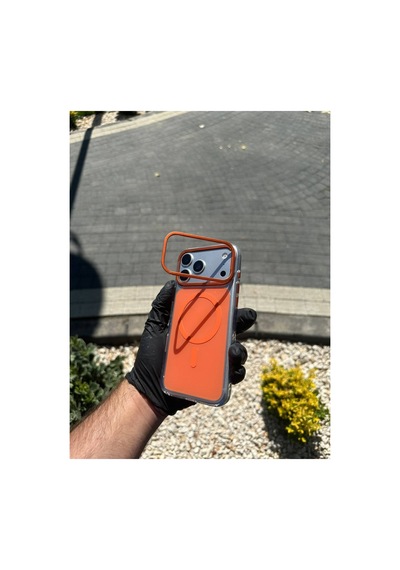 Metal Kamera Standlı Sert Mavi Şeffaf Kılıf Turuncu - 924133003 Turuncu