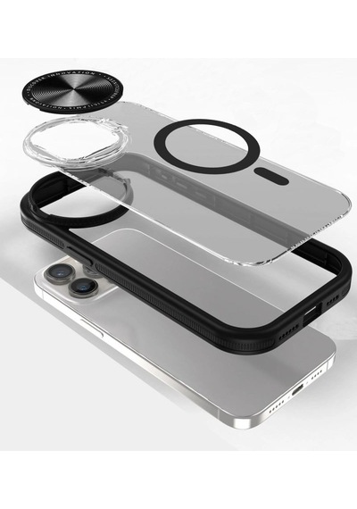 Apple Uyumlu   iPhone 11 Kılıf Teleskop Lens Magsafe Silikon Kapak - Siyah