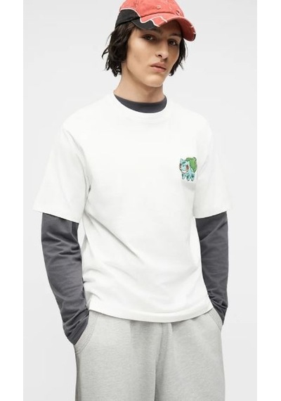 Only & Sons Erkek Pokemon Bulbasaur Figürlü Beyaz T-shirt - 22037659 Beyaz