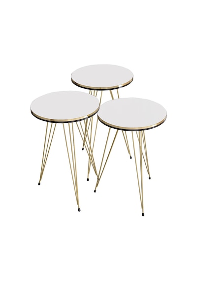 Zigon Sehpa Çift Gold Krem Tel (503659053)