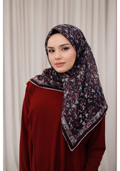 Mimiyum Flora Desen Soft Eşarp Bordo Füme
