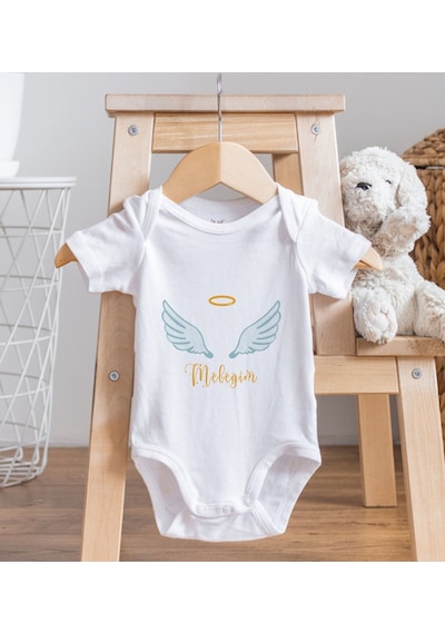 Bk Gift Bk Kids Meleğim Tasarımlı Bebek Body Zıbın - Model 1 9-12 Ay Sarı