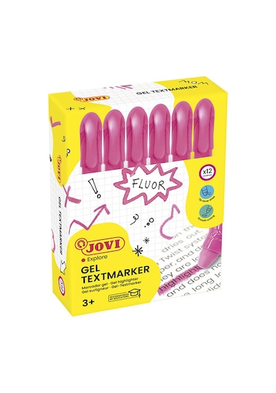 Jovı 1816 Jel Stik Fosforlu Kalem Pembe - 12'li Kutu Beyaz