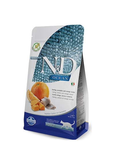 N&D Ocean Tahılsız Ringa Balıklı Bal Kabaklı ve Portakallı Yetişkin Kedi Maması 1500 G