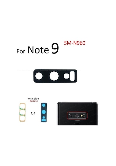 Samsung Galaxy Uyumlu Note 9 Arka Kamera Camı Lens Yapışkanlı