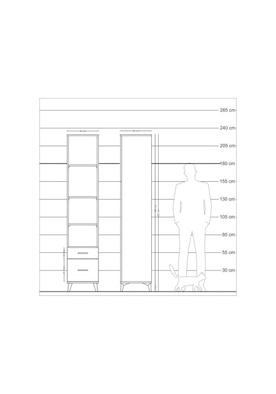 Hyperion Dolap 4 Raflı 2 Çekmeceli 44x44x221 Aytaşı-çam Aytaşı