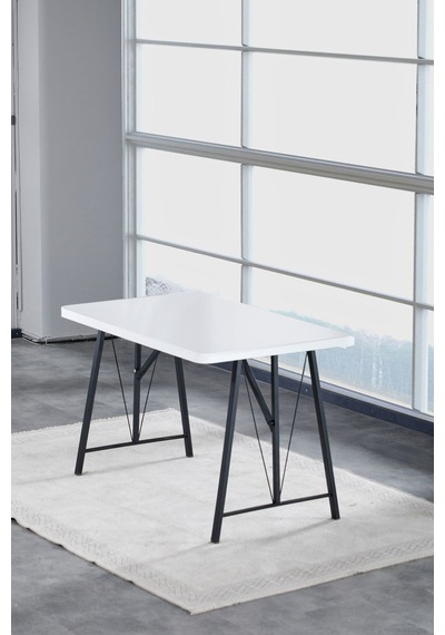 Hayat 70x110cm Sabit Beyaz Mutfak Masası, Mutfak Masası Takımı, Yemek Masası, 4 Açık Gri Sandalye Açık Gri