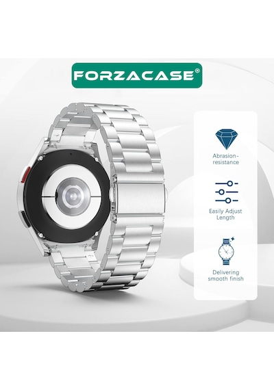 Forzacase Samsung Galaxy Watch 7 44mm İle Uyumlu Metal Baklalı Kordon Kayış - Fc790 Siyah