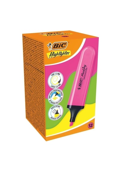 Bic Fosforlu Kalem Flat Highlighter Pembe 12'li Paket Diğer