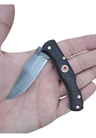 El İşçiliği Kamp Çakı N690 Çelik 7cm Gri - Kahverengi