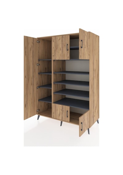 Kronos Dolap 10 Raflı 5 Kapaklı 132x59x195 Çam-çam/antrasit Çam