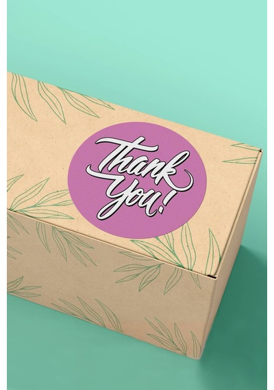 Lila Thank You Kargo Sticker 3x3cm St2165 Çok Renkli