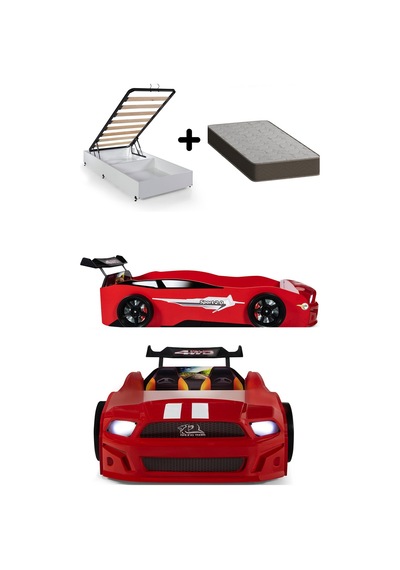 Kırmızı Arabalı Yatak Sport Mst Işıklı Baza Ortopedik Yatak 90x190 Cm Kırmızı Arabalı Yatak Sport Mst Işıklı Baza Ortopedik Yatak 90x190 Cm