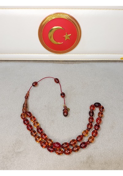 Ateş Kehribar Tesbih Usta Yapımı Beyzi Kesim 96541509