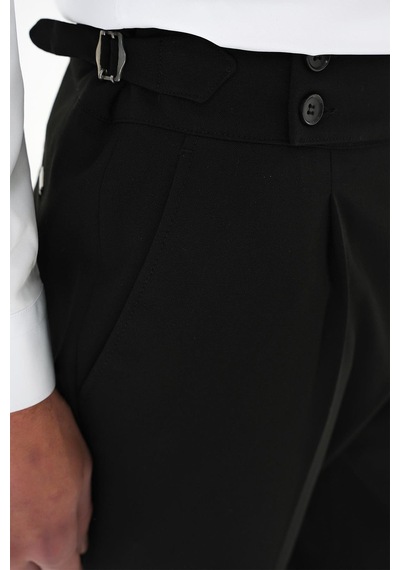 Efor Comfort Fit Beli Tokalı Pileli Siyah Jogger Pantolon P 1170 Siyah