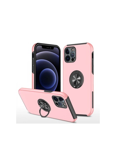 Apple İphone 12 Pro Kılıf Elit Yüzüklü Kapak - Pembe Çok Renkli