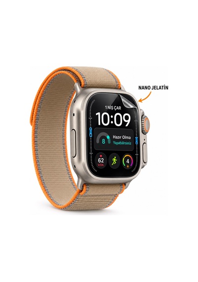 Apple Watch Ultra 4 Uyumlu 3 Adet Şeffaf Ultra Koruyucu Nano Jelatin