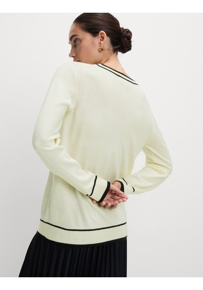 Marks & Spencer Supersoft Tipped Bisiklet Yaka Triko Kazak Krem