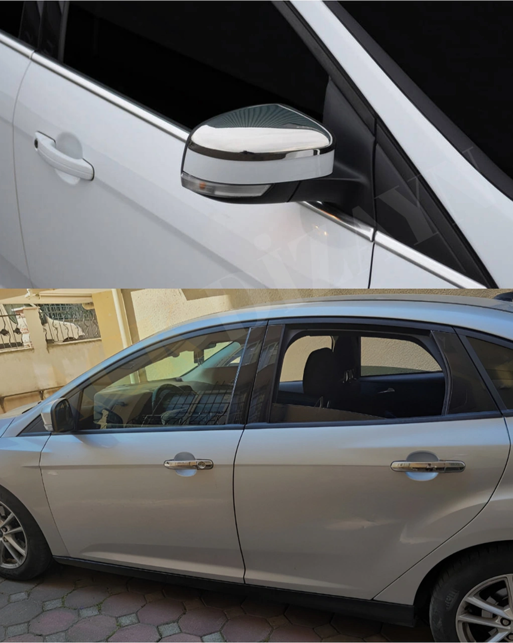 Ford Focus 2011-2018 Araca Özel Krom Ayna Kapağı + Krom Kapı Kol Set Paslanmaz A+