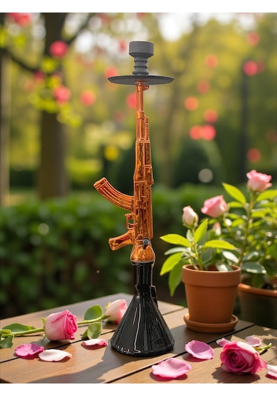 Alüminyum Gövdeli Ak-47 Kalaşnikof Tasarım 90 Cm Premium Nargile Seti Büyük Boy Contalı Sistem 02600874