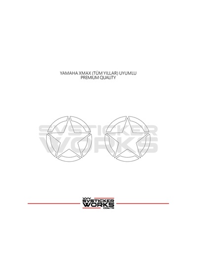 Yamaha Xmax Yıldız Sticker Yan Grenaj Desen İkili Sticker Beyaz