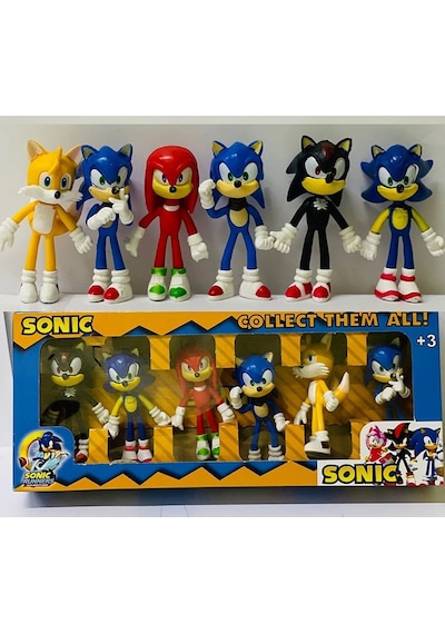 Kirpi Sonic Oyuncak Tails-Knuckles-Super Sonıc-Sonic 6'lı Figür