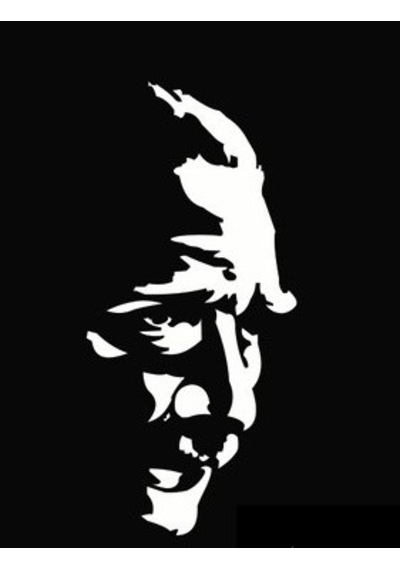 Atatürk Silüet - Oto Sticker 24 10cm Siyah- Beyaz