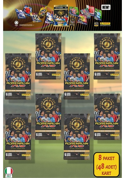 Panini Club World Cup 25 Futbolcu Kartları - 8 Li Paket 48 Kart