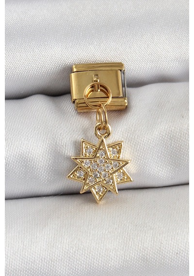 Mey İthalat 316l Çelik Sallantılı Zirkon Taşlı Yıldız Model Gold Renk Nomination Charm Diğer