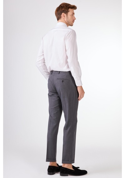 Dufy Gri Düz Erkek Takım Elbise - Slim Fit Gri