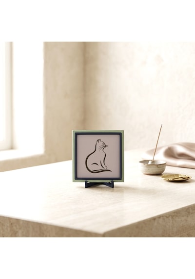 Minimalist Kedi Silüetli Masaüstü Süs, Estetik Ve Sükunetin Modern Buluşması 10x10 Cm