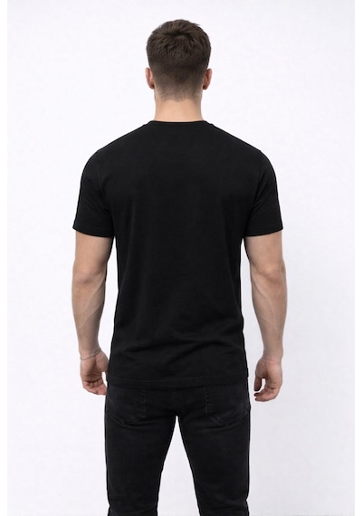 Axxel Erkek Siyah Kısa Kollu Bisiklet Yaka T-shirt-d677 Siyah