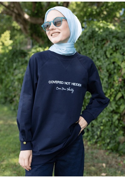 Mayovera Tesettür Eşofman Üstü- Not Hidden Lacivert