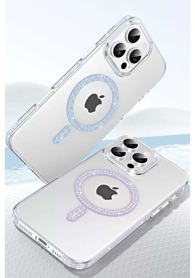 İphone 14 Move Taşlı Magsafe Kapak - Pembe