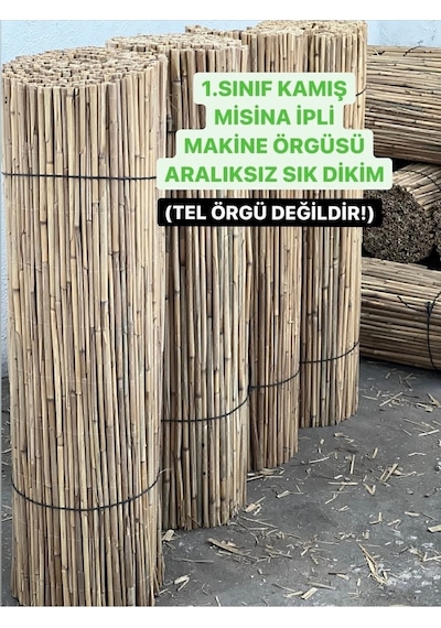 Doğal Kamış Hasır Çit 1m X 5m Doğal Bambu -bahçe Çiti - Gölgelik Hasır -tavan Dekorasyon