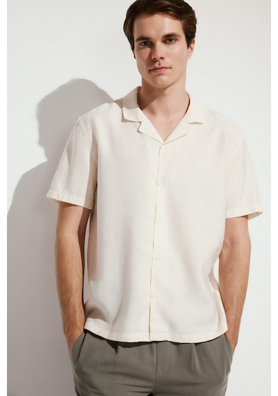 Defacto Regular Fıt Polo Yaka Tencel Kısa Kollu Gömlek G8083ax26smbg734 Bej-bg734