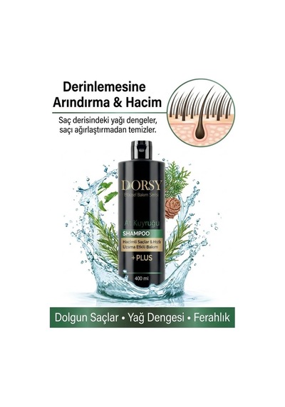 +plus Hızlı Uzama Ve Hacim Etkili Tuzsuz Doğal At Kuyruğu Özlü Şampuan 400 Ml