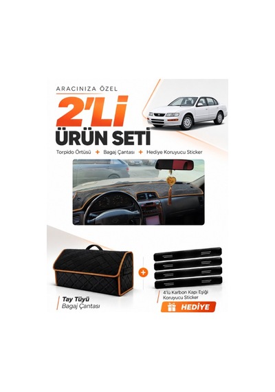 Nissan Maxima A32 1994-1999 Uyumlu Torpido Örtüsü + Tay Tüyü Çanta + Sticker - Siyah Kahverengi